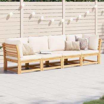 4-Piece Acacia Wood Garden Lounge Set with Cushions