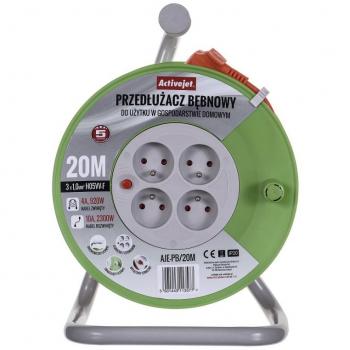 Regleta Enchufes 4 Tomas sin Interruptor Activejet AJE-PB 20 m con Cable de 1 mm² Indoor Gris Limón