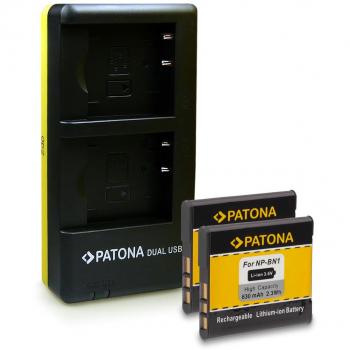 PATONA Cargador Doble con 2X Batería NP-BN1 Compatible con Sony Cyber-Shot DSC-QX100 DSC-W350 DSC-W580 DSC-W650