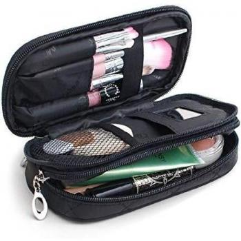 OFKPO Estuche para Maquillaje para Mujer, Organizador de Viaje con 2 Compartimentos, Funda de Viaje para Cosméticos Joyería/Labial/Cepillo de Sombra