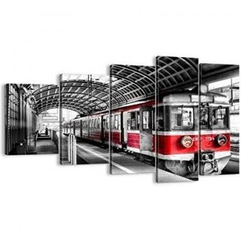 Cuadro sobre lienzo - Impresión de Imagen - Ferrocarril estación tren transporte - 100x60cm - Imagen Impresión - Cuadros Decoracion - Impresión en lienzo - Cuadros Modernos - EG100x60-2558