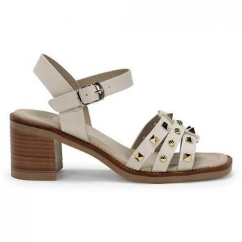 DORKING D9066 Sandalias de mujer en piel color hielo con tachas, talla 36, color beige