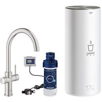 Grohe 30079DC1 30079DC1-GROHE Red Duo Monomando de fregadero y Calentador Tamaño L, Supersteel
