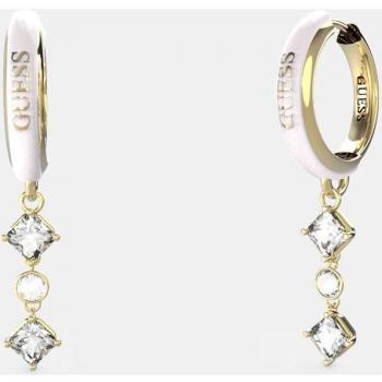 Pendientes Guess Perfect Liaison JUBE03069JWYGWHT-U de Acero Inoxidable Dorado con Lacado Blanco en Forma de Aro