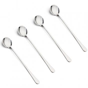 YoHom helado de la cucharada-mango largo de acero inoxidable cuchara de hielo para el té, café, batidos, postres, paquete de 4, 17.3cm