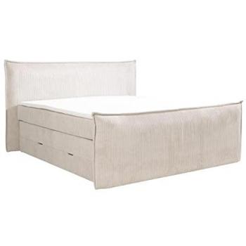 Conjunto Boxspring Marfil Terciopelo Canalé con Cabecero, Somieres Arcón, Colchón y Sobrecolchón - 2 x 80 x 200 cm - Modelo RHODA de PALACIO