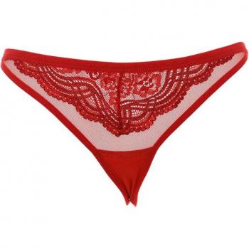 Tanga de encaje rojo de tres hilos Kisses & Love 21685 para mujer - Talla L