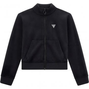 Guess Velvet Long-Sleeve Girl's T-Shirt and Zip Sweatshirt in Black