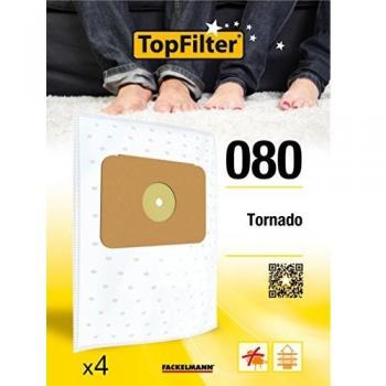 Lote de 4 bolsas de aspiradora Tornado TopFilter Premium ref. 64080, bolsas de tela no tejida, dimensiones 30 x 26 x 0,1 cm