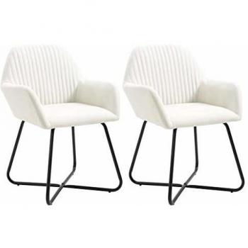 Cream Fabric Dining Chairs Set of 2