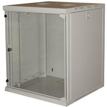 Armario Rack 19 12U de Pared Color Gris (620 x 540 x 450 mm) con Puerta de Vidrio