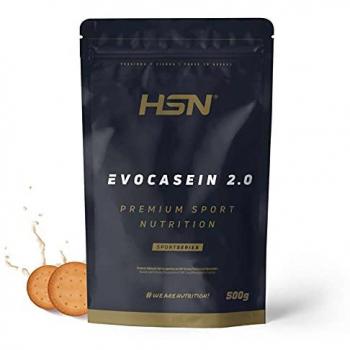 Caseína Micelar HSN Evocasein 2.0 Sabor Galleta 500 g | 17 Tomas | Proteína de Digestión Lenta | No-GMO, Vegetariana, Sin Gluten