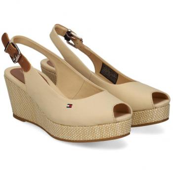 Sandalias Mujer Tommy Hilfiger Iconic Elba Sling Back W, Cuñas Beige Talla 41