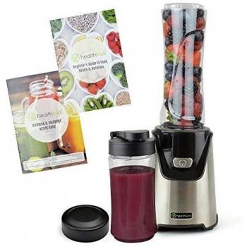 Licuadora Personal Saludable 400W con Tazas de 600ml y 400ml - Tapas Flip-to-go y Sellado Fresco - Base Antideslizante - Guía de Salud y Nutrición Incluida -