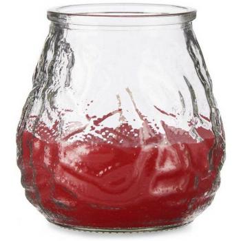 Vela Geranio Rojo Transparente Vidrio Parafina 9 x 9,5 x 9 cm