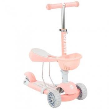 Patinete 3 en 1 Makani BonBon Rosa con Ruedas LED y Altura Ajustable