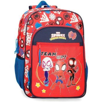 Mochila Escolar Marvel Spidey and Friends 40cm con Bolsillo Frontal, Fabricada en Poliéster, Color Rojo