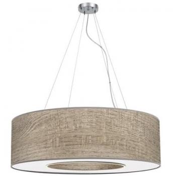 Lámpara Colgante Grande Haití 4 Luces E27 Cromo/Madera Gris Diseño Moderno 80x80 cm