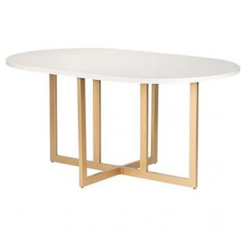 Mesa Comedor Adda Home Blanca Dorada MDF Metal 160x100x75 cm