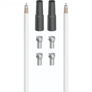 Cable Coaxial Hama 20 m, Kit de Conexión SAT, 100 dB, Conectores F Macho