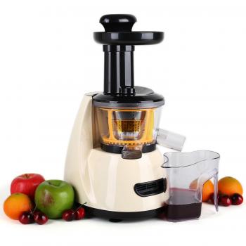 Klarstein Fruitpresso • extractor de zumo • juguera vertical • colador de acero inoxidable • 150 W • 70 rpm • mecanismo de presión de tornillo • marcha hacia adelante y en reversa • silencioso • crema