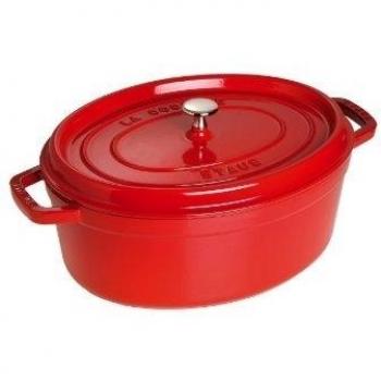 Staub 33 cm Oval Cocotte, Cherry Red, Cast Iron, Induction Compatible