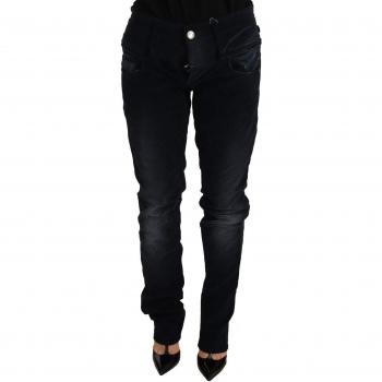 Acht Blue Washed Cotton Denim Low Waist Loose Fit Trousers Jeans - W26