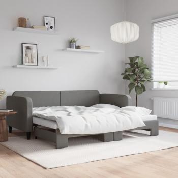 Sofá cama nido tela gris oscuro 90x200 cm con cama extraíble