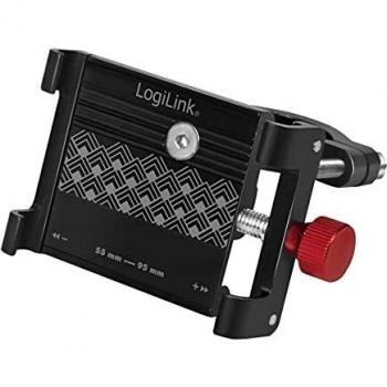 Soporte Fijo de Bicicleta para Smartphone de 3.5'' a 7'' en Aluminio, Color Negro/Rojo
