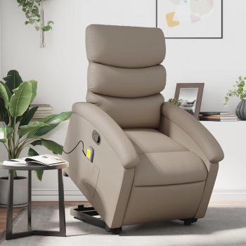 Sillón reclinable de masaje de pie en cuero artificial color negro, crema y marrón - vidaXL