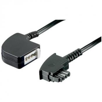 Cable de extensión telefónica 6 m TAE F macho a TAE F hembra, color negro