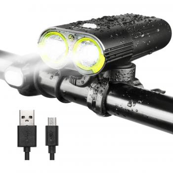 INTEY Luz LED para Bici Luces de Bicicleta Recargable con USB Bicicleta faro 1600 Lúmenes IPX6 ImpermeablL