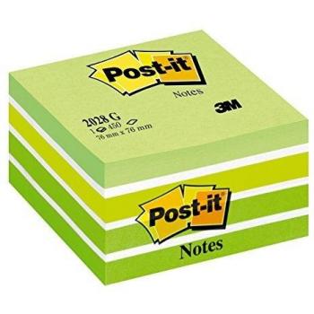 Post-It 2028-G - Notas adhesivas en cubo, 76 x 76 mm, Color Amarillo/Verde/Azul/Azul/Fucsia