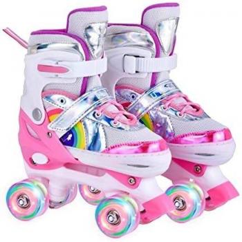 Patines Roller Ajustables para Niñas con Ruedas Luminosas y Malla Transpirable - Tallas 31 a 42