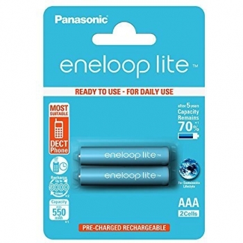 Panasonic Eneloop Lite AAA HR03 550mAh Rechargeable Batteries | 2 Pack