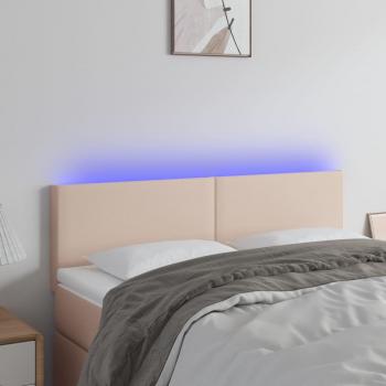 Cabecero LED Cappuccino 144x5x78/88 cm en cuero sintético con iluminación LED y acabado en color capuchino