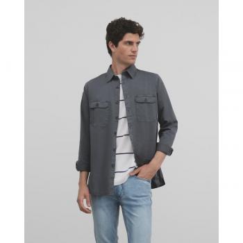 Silbon - Sobrecamisa de hombre regular lisa en color gris