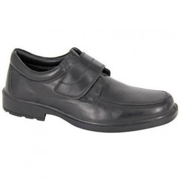 Roamers Men's Black Leather Velcro Shoes