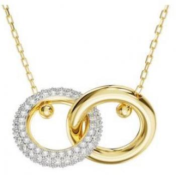Swarovski Dextera Gold Interlocking Loop Pendant Necklace - 45cm