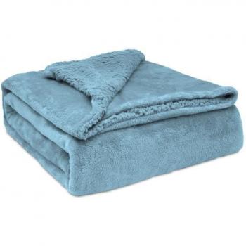 Briebe Manta Sofá Invierno Grande Sedalina Lisa y Borreguito Polar Sherpa 220x240cm, Plaid Calentita Gruesa y Extra Suave 100% Microfibra, Lavable a Máquina,