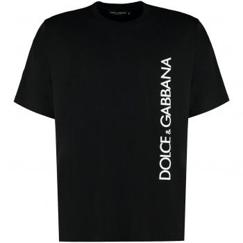 Dolce & Gabbana Men's Cotton Crew-Neck T-Shirt in Black | Size 54 | G8PN9TG7M1D Color N0000
