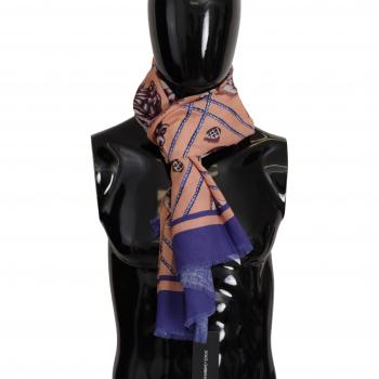 Dolce & Gabbana Blue Linen Seashell Pattern Men's Wrap Shawl Scarf