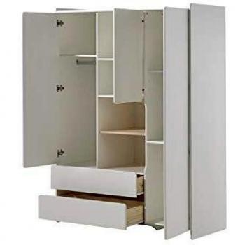 Armario Infantil Kiddy 3 Puertas 2 Cajones MDF Lacado Blanco 138x190x54 cm