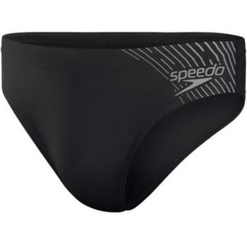 Bañador Speedo Medley Logo Brief para hombre, color negro y gris, talla 36, con una longitud de 7 cm