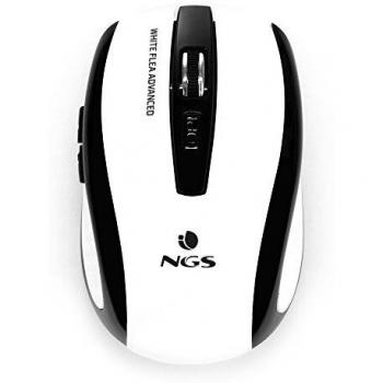 NGS White Flea Advanced Wireless Optical Mouse - 1600 DPI, 5 Buttons, USB Receiver