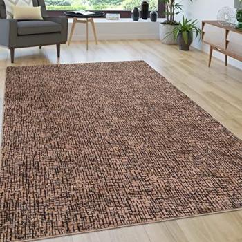 Alfombra de salón abstracta vintage suave, pelo largo felpa moderna, diámetro 200 cm, color beige