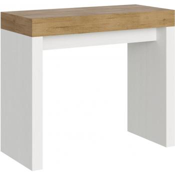 Consola extensible 90x40/196 cm Roxell Mix Small Tapa Roble Natural - Estructura Fresno Blanco