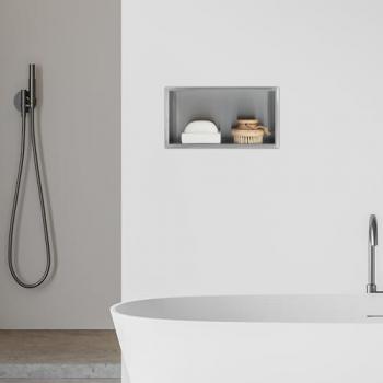 Nicho de Ducha Empotrado Kristinehamn Acero Inoxidable 32x17x10cm - Plata Mate Resistente al Agua
