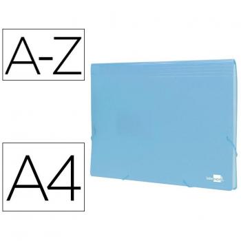 Carpeta Liderpapel clasificador fuelle polipropileno Din A4 celeste opaco 13 departamentos