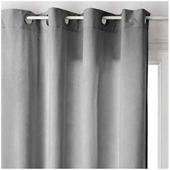 Homemaison Cortina gris claro Lilou 140x260 con ojales metálicos, Tela, 260x140 cm